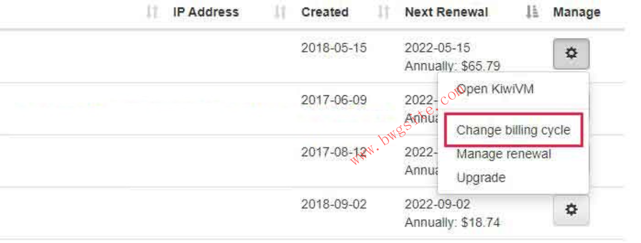 Change billing cycle 真实截图